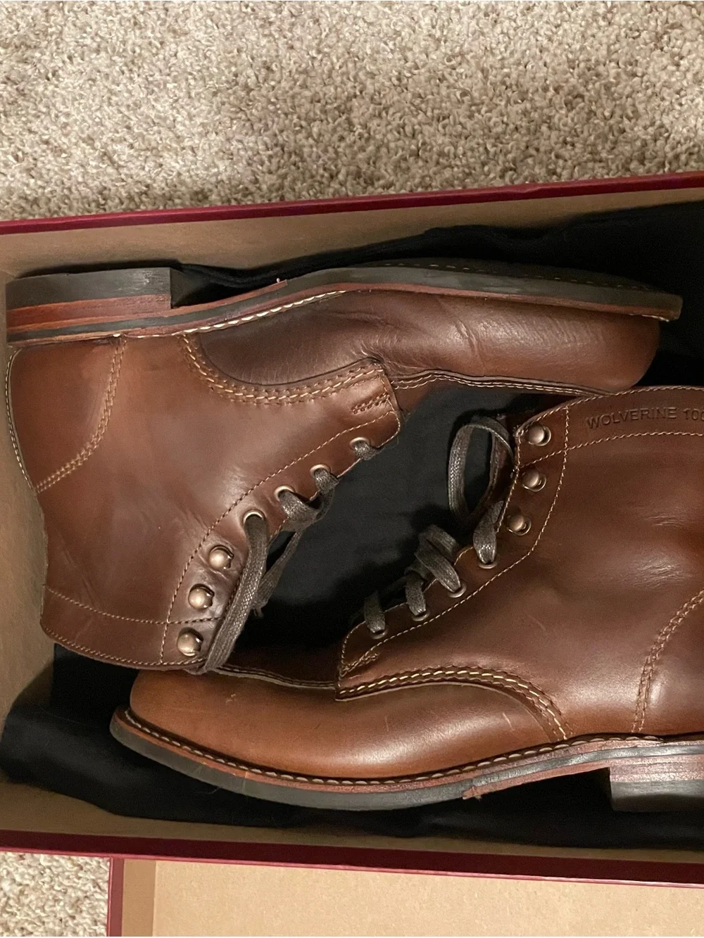 Wolverine Men's Brown Leather Lace-Up Work Boots size 7